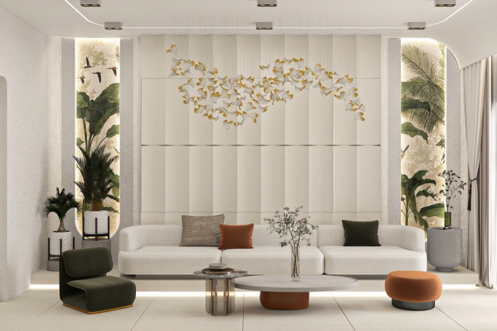 Nội Thất Phòng Khách - Bếp Phong Cách Địa Trung Hải Pha Japandi 