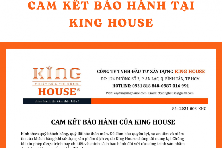 CAM KẾT BẢO HÀNH CỦA KING HOUSE