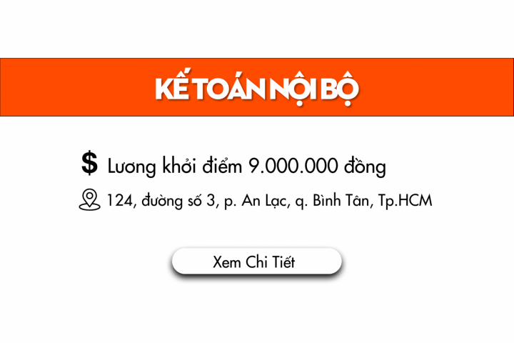 TUYỂN KẾ TOÁN NỘI BỘ - LÀM TẠI QUẬN BÌNH TÂN